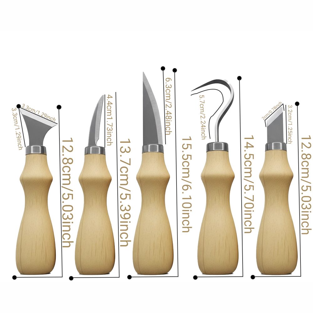 Schnitzmesser-Set, 5-teilig, mit Hakenmesser – Bild 2